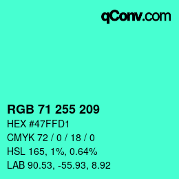 颜色代码: RGB 71 255 209 | qconv.com