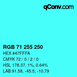 Color code: RGB 71 255 250 | qconv.com
