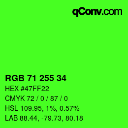 颜色代码: RGB 71 255 34 | qconv.com