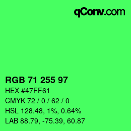 Color code: RGB 71 255 97 | qconv.com