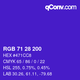 Farbcode: RGB 71 28 200 | qconv.com