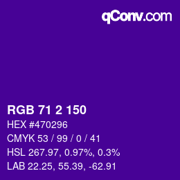 カラーコード: RGB 71 2 150 | qconv.com