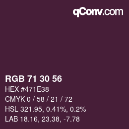 颜色代码: RGB 71 30 56 | qconv.com