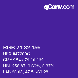 Color code: RGB 71 32 156 | qconv.com