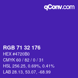 Color code: RGB 71 32 176 | qconv.com