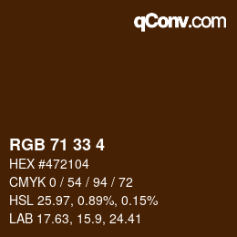 Color code: RGB 71 33 4 | qconv.com