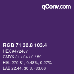 カラーコード: RGB 71 36.8 103.4 | qconv.com