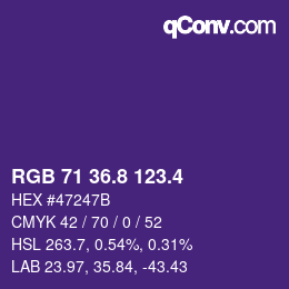 カラーコード: RGB 71 36.8 123.4 | qconv.com
