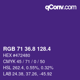 カラーコード: RGB 71 36.8 128.4 | qconv.com