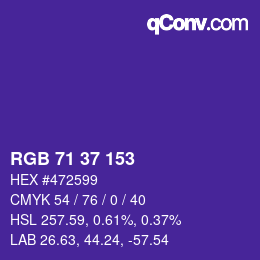 カラーコード: RGB 71 37 153 | qconv.com