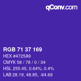 カラーコード: RGB 71 37 169 | qconv.com