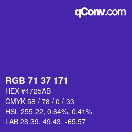 カラーコード: RGB 71 37 171 | qconv.com