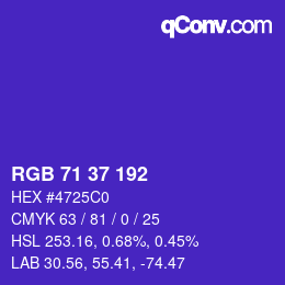 カラーコード: RGB 71 37 192 | qconv.com