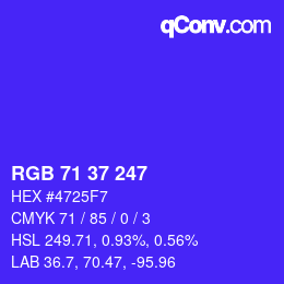颜色代码: RGB 71 37 247 | qconv.com