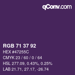 カラーコード: RGB 71 37 92 | qconv.com