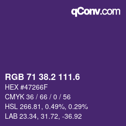 カラーコード: RGB 71 38.2 111.6 | qconv.com