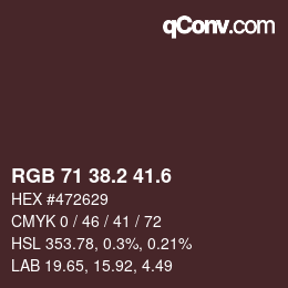 カラーコード: RGB 71 38.2 41.6 | qconv.com