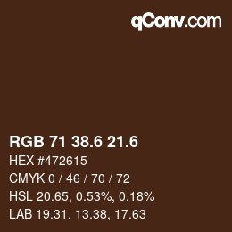 カラーコード: RGB 71 38.6 21.6 | qconv.com