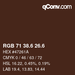カラーコード: RGB 71 38.6 26.6 | qconv.com