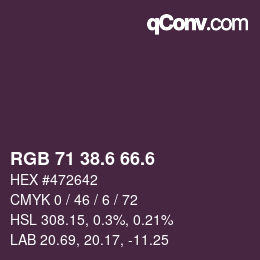 カラーコード: RGB 71 38.6 66.6 | qconv.com