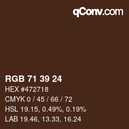 Color code: RGB 71 39 24 | qconv.com