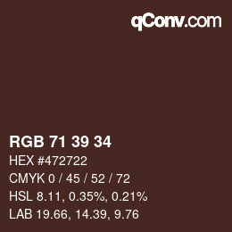 颜色代码: RGB 71 39 34 | qconv.com