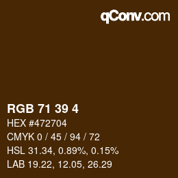 Color code: RGB 71 39 4 | qconv.com