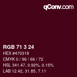 Color code: RGB 71 3 24 | qconv.com