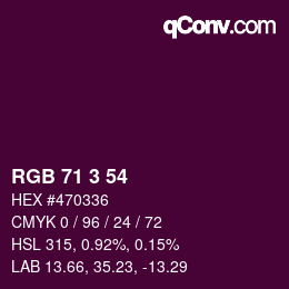 カラーコード: RGB 71 3 54 | qconv.com
