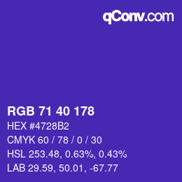 Color code: RGB 71 40 178 | qconv.com