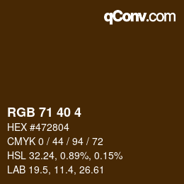 Color code: RGB 71 40 4 | qconv.com