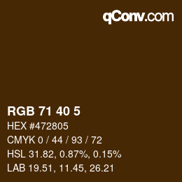 Color code: RGB 71 40 5 | qconv.com