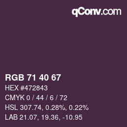 Color code: RGB 71 40 67 | qconv.com