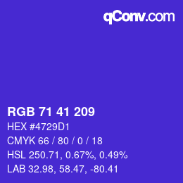 颜色代码: RGB 71 41 209 | qconv.com