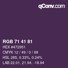 Código de color: RGB 71 41 81 | qconv.com
