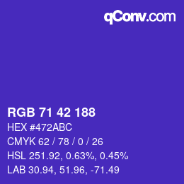 Color code: RGB 71 42 188 | qconv.com