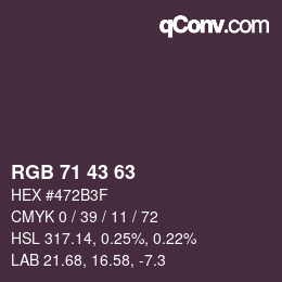 颜色代码: RGB 71 43 63 | qconv.com