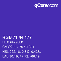 Color code: RGB 71 44 177 | qconv.com