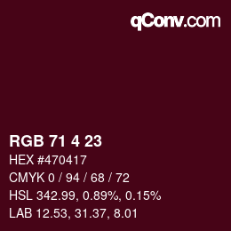 Color code: RGB 71 4 23 | qconv.com
