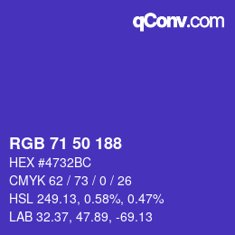カラーコード: RGB 71 50 188 | qconv.com