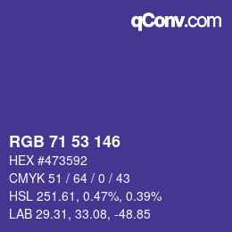 颜色代码: RGB 71 53 146 | qconv.com