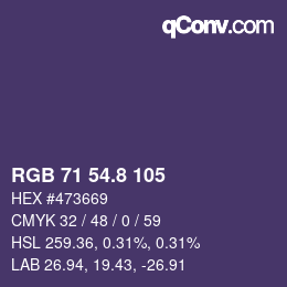 Color code: RGB 71 54.8 105 | qconv.com