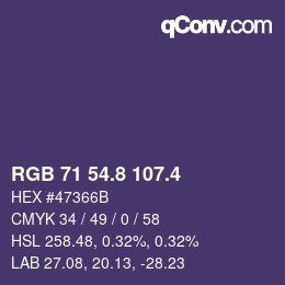 カラーコード: RGB 71 54.8 107.4 | qconv.com