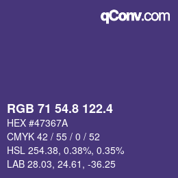 カラーコード: RGB 71 54.8 122.4 | qconv.com