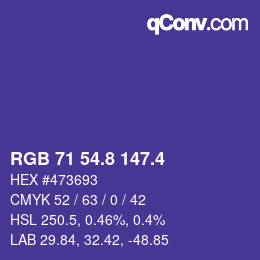 カラーコード: RGB 71 54.8 147.4 | qconv.com