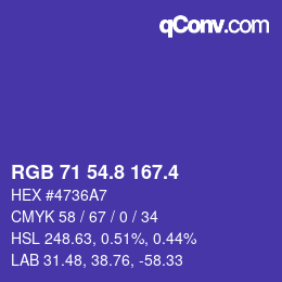 カラーコード: RGB 71 54.8 167.4 | qconv.com