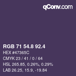 カラーコード: RGB 71 54.8 92.4 | qconv.com