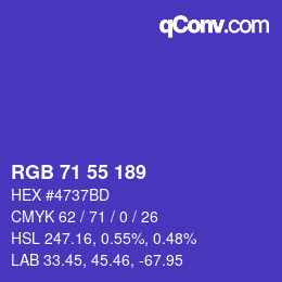 Código de color: RGB 71 55 189 | qconv.com