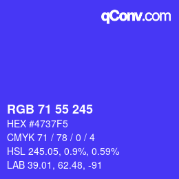 Farbcode: RGB 71 55 245 | qconv.com