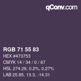 Código de color: RGB 71 55 83 | qconv.com